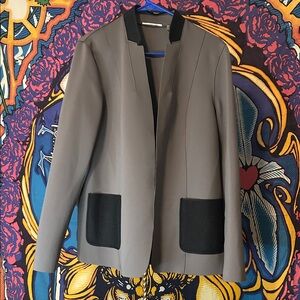 T Tahari Gray Blazer with Black Accents